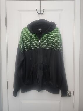 Black Hoodie with Neon Green Dot Gradient Fleece Lining